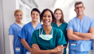 Doctor and patient smiling