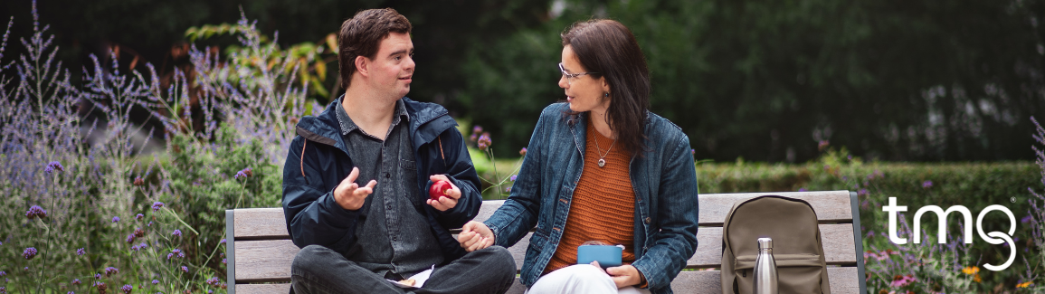 conversation on bench